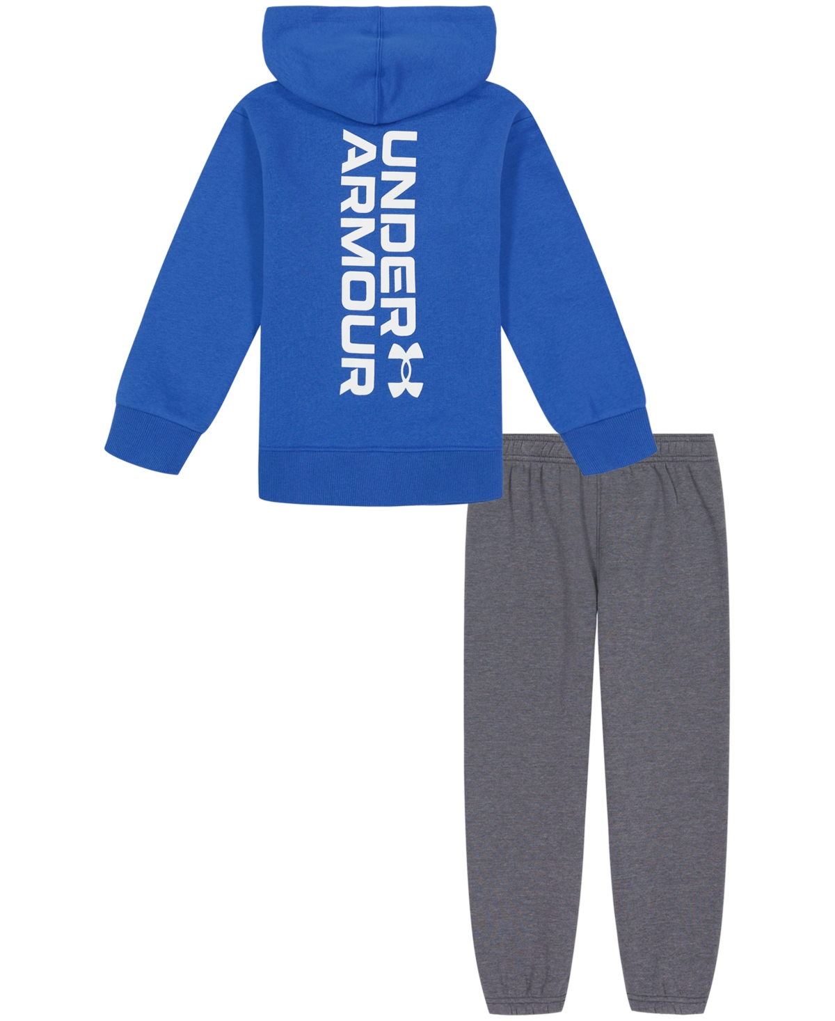 Shop Under Armour Little Boys Branded Logo Zip-up Hoodie And Joggers Set In Team Royal