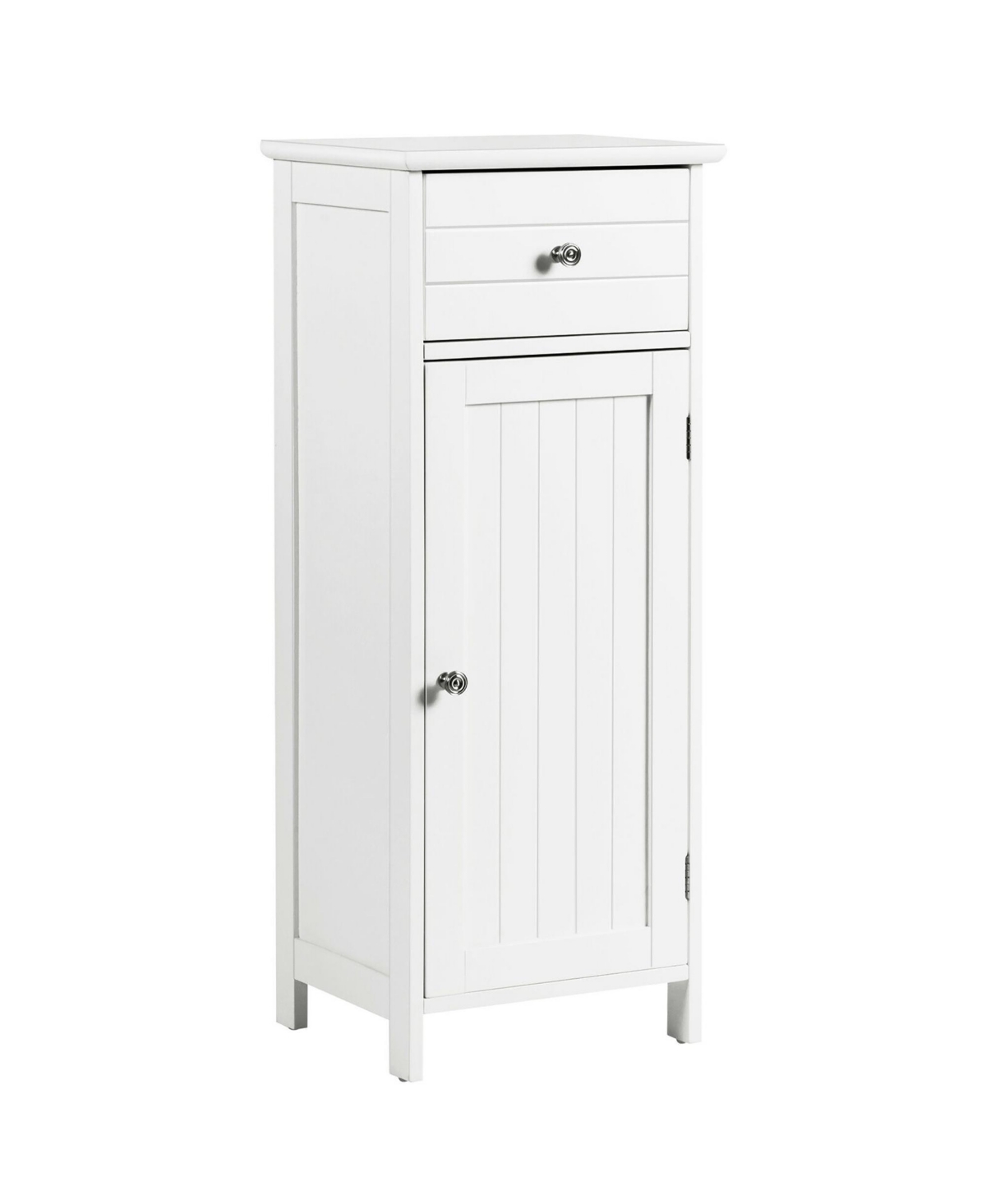 Wooden Bathroom Floor Storage Cabinet Organizer with Drawer and Adjustable Shelf