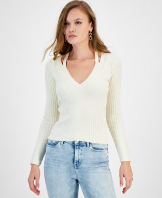 GUESS - Women's Aline Long-Sleeve V-Neck Sweater