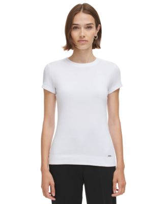 Calvin Klein Women s Short Sleeve Cotton T Shirt White Xs