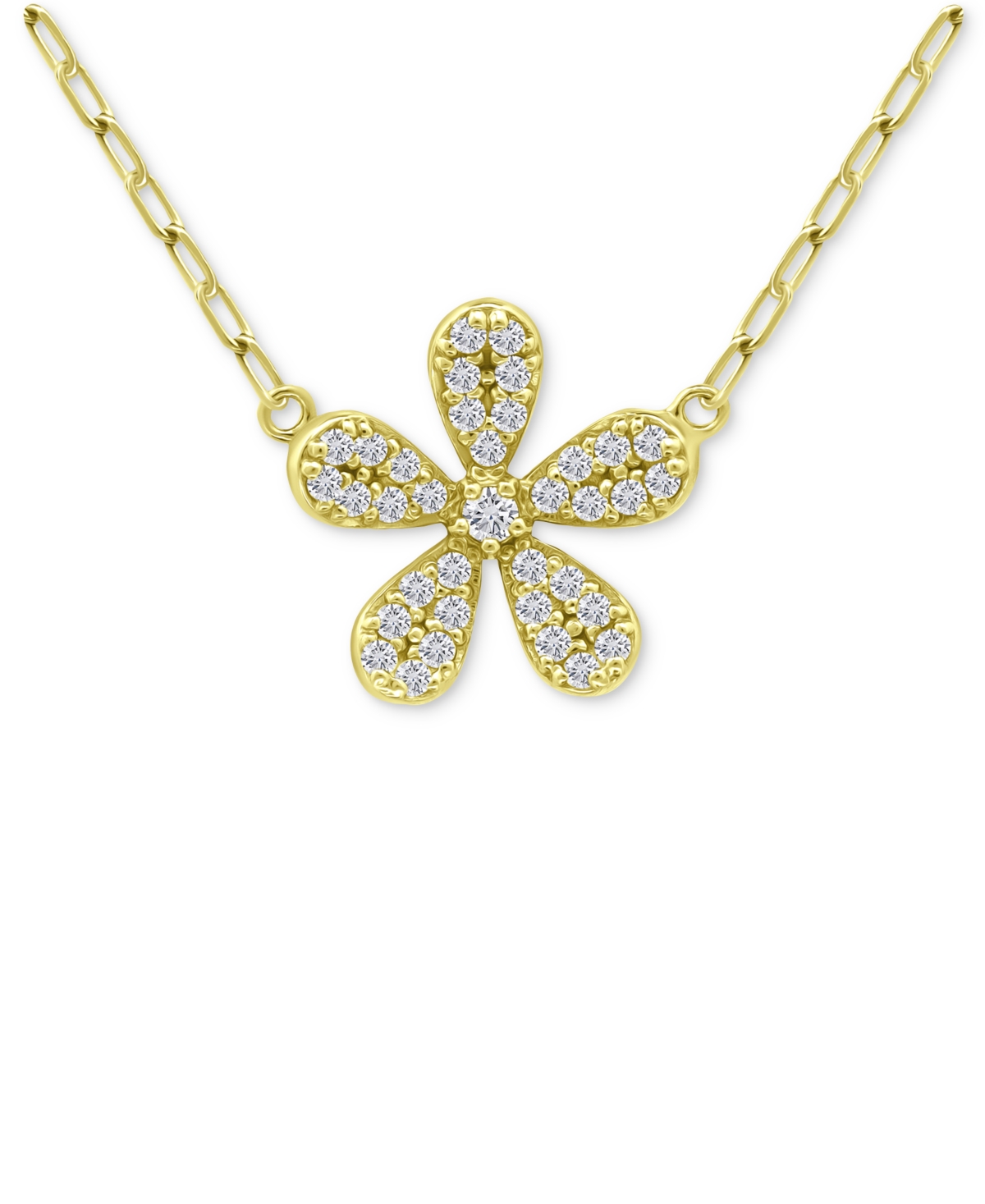 Giani Bernini Cubic Zirconia Flower Pendant Necklace In 18k Gold-plated Sterling Silver, 16" + 2" Extender, Create