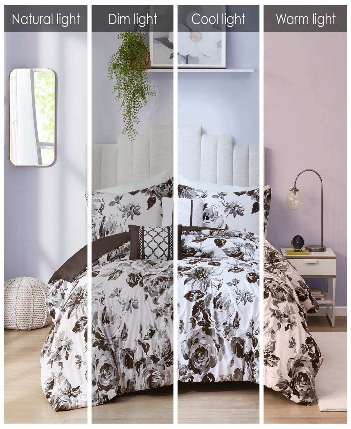 Shop Intelligent Design Dorsey Floral 5-pc. Duvet Cover Set, King/california King In Black,white