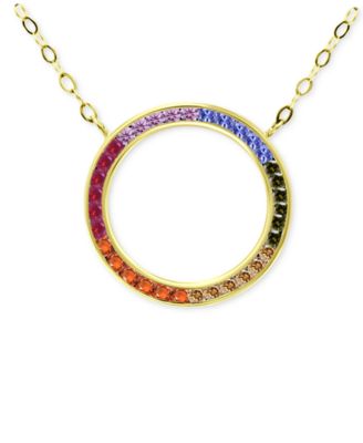 Giani Bernini - Rainbow Cubic Zirconia Open Circle Pendant Necklace in 18k Gold-Plated Sterling Silver, 16" + 2" extender