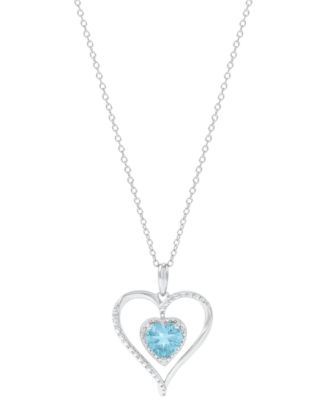 Birthstone Gemstone & Diamond Accent Heart 18" Pendant Necklace in 14k Gold-Plated Sterling Silver 