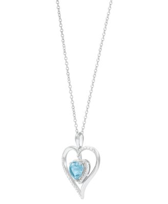 Birthstone Gemstone & Diamond Accent Heart 18" Pendant Necklace in 14k Gold-Plated Sterling Silver 