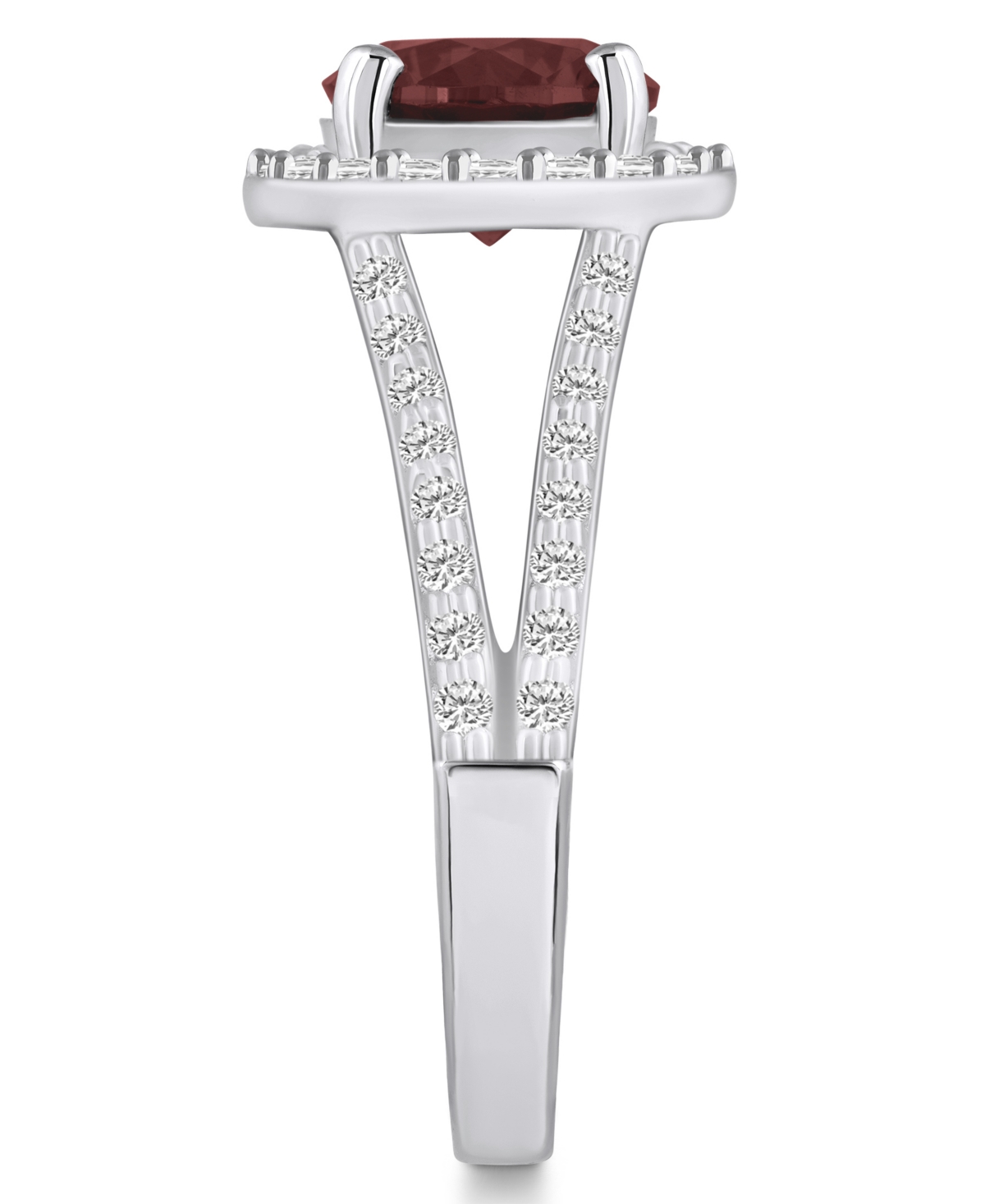 Macy's(2-1/2 ct. t.w.) and Diamond (1/2 ct. t.w.) Halo Ring in 14K White Gold - Garnet
