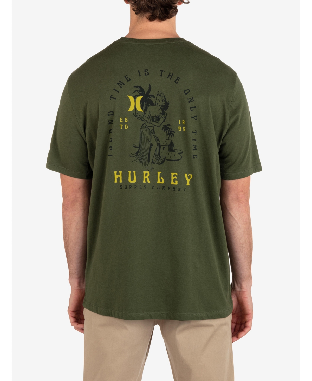 Hurley Men's Everyday Island Time Short Sleeve T-shirt In Charcoal Fern