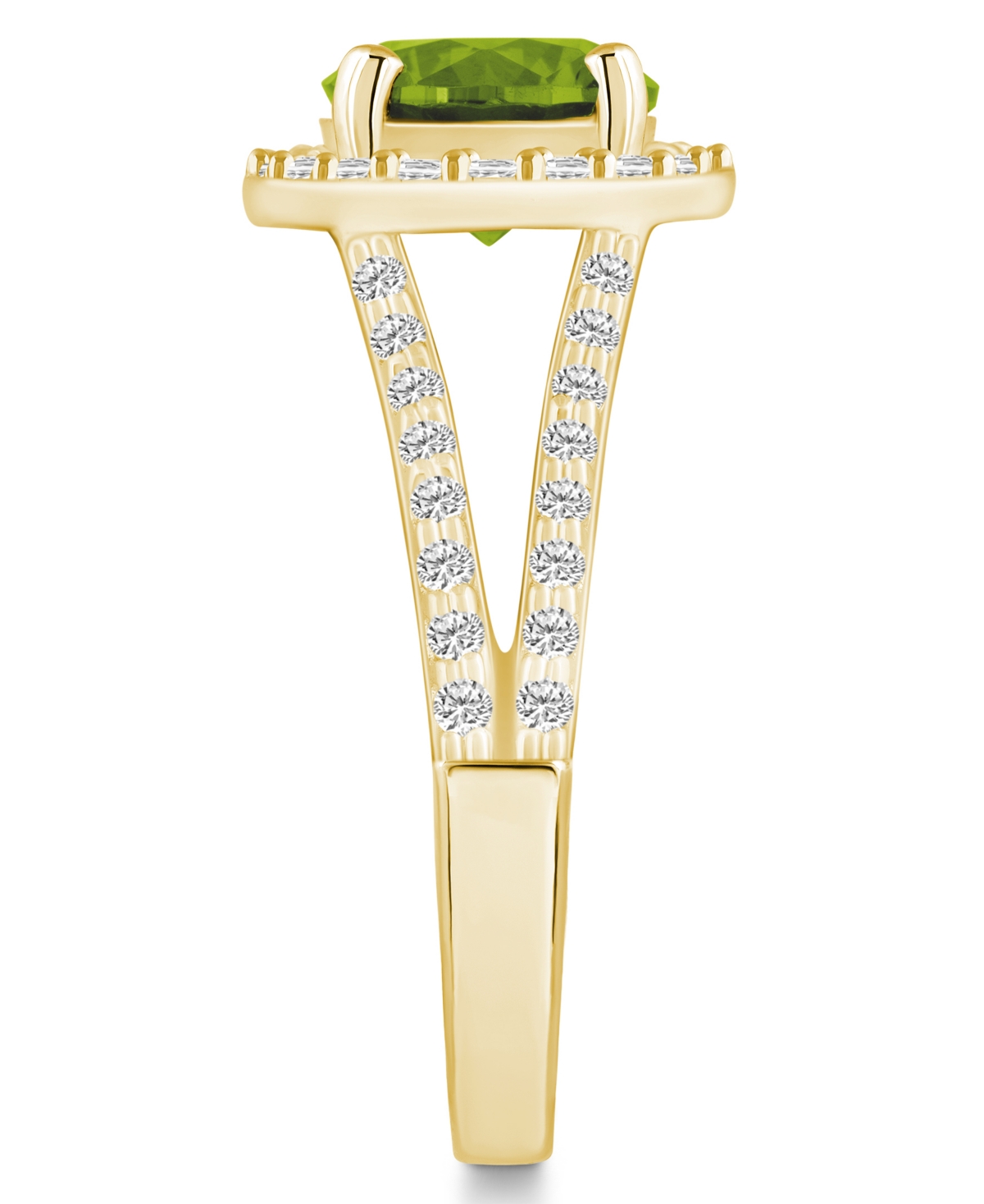 Macy's(2 ct. t.w.) and Diamond (1/2 ct. t.w.) Halo Ring in 14K Yellow Gold - Peridot