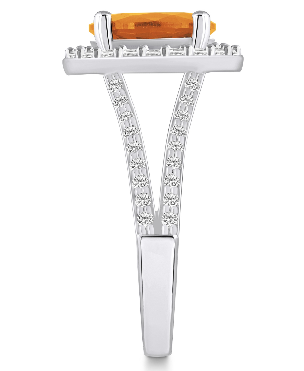 Macy's(2-1/2 ct. t.w.) and Diamond (3/4 ct. t.w.) Halo Ring in 14K White Gold - Citrine
