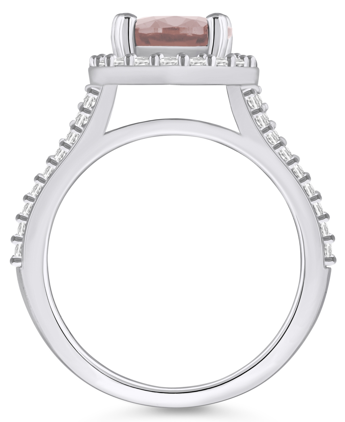Macy's(2-1/2 ct. t.w.) and Diamond (3/4 ct. t.w.) Halo Ring in 14K White Gold - Morganite