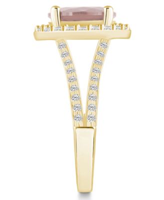 Morganite (2-1/2 ct. t.w.) and Diamond (3/4 ct. t.w.) Halo Ring in 14K Yellow Gold