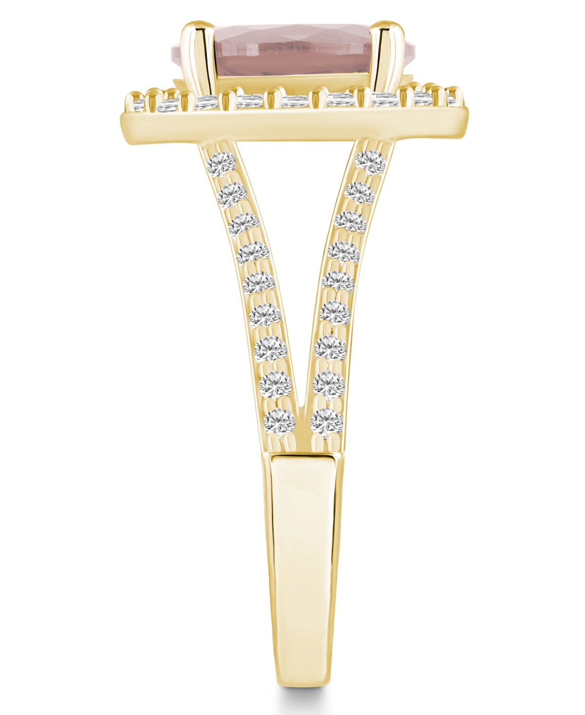Macy's(2-1/2 ct. t.w.) and Diamond (3/4 ct. t.w.) Halo Ring in 14K Yellow Gold - Morganite