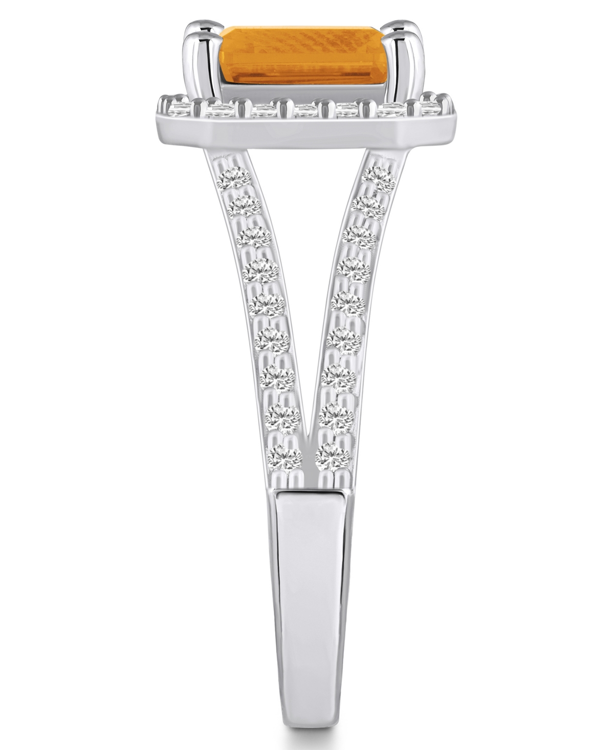 Macy's(1-5/8 ct. t.w.) and Diamond (1/2 ct. t.w.) Halo Ring in 14K White Gold - Citrine