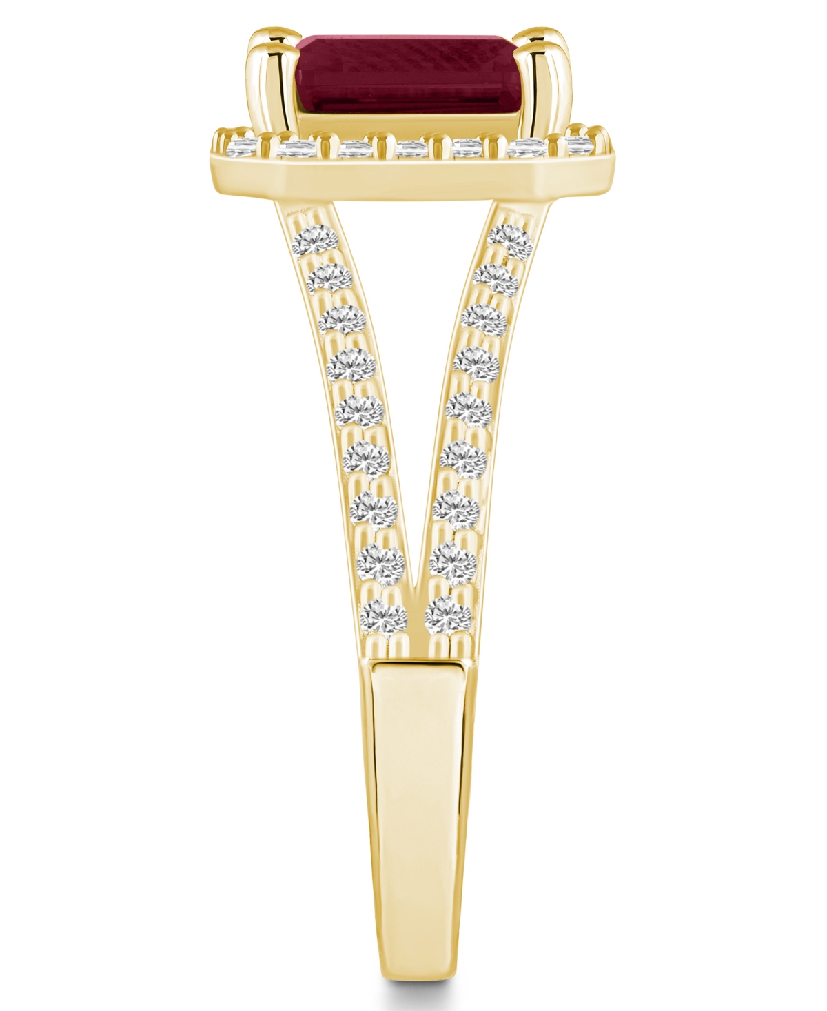 Macy's(2 ct. t.w.) and Diamond (1/2 ct. t.w.) Halo Ring in 14K Yellow Gold - Garnet