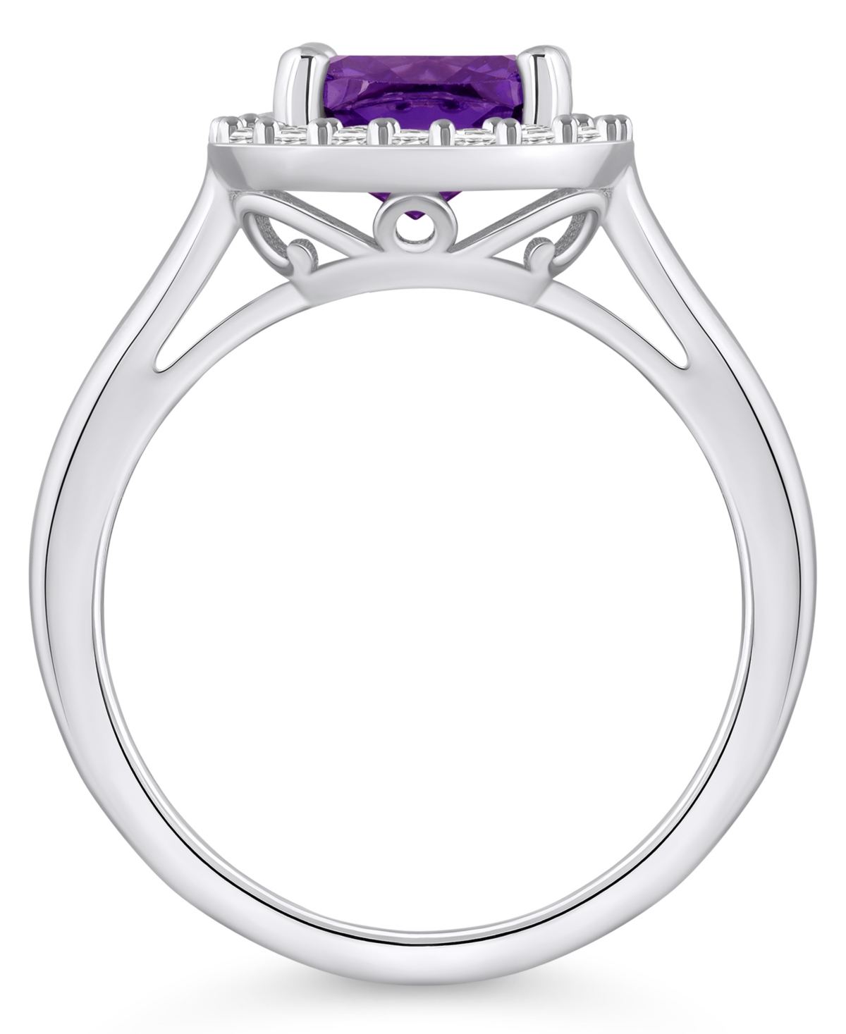 Macy's(2 ct. t.w.) and Diamond (1/4 ct. t.w.) Halo Ring in 14K White Gold - Amethyst