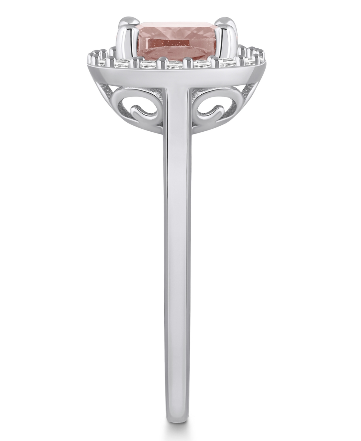 Macy's(2 ct. t.w.) and Diamond (1/4 ct. t.w.) Halo Ring in 14K White Gold - Morganite