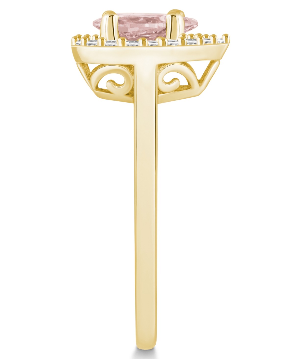 Macy's(1/2 ct. t.w.) and Diamond (1/5 ct. t.w.) Halo Ring in 14K Yellow Gold - Morganite