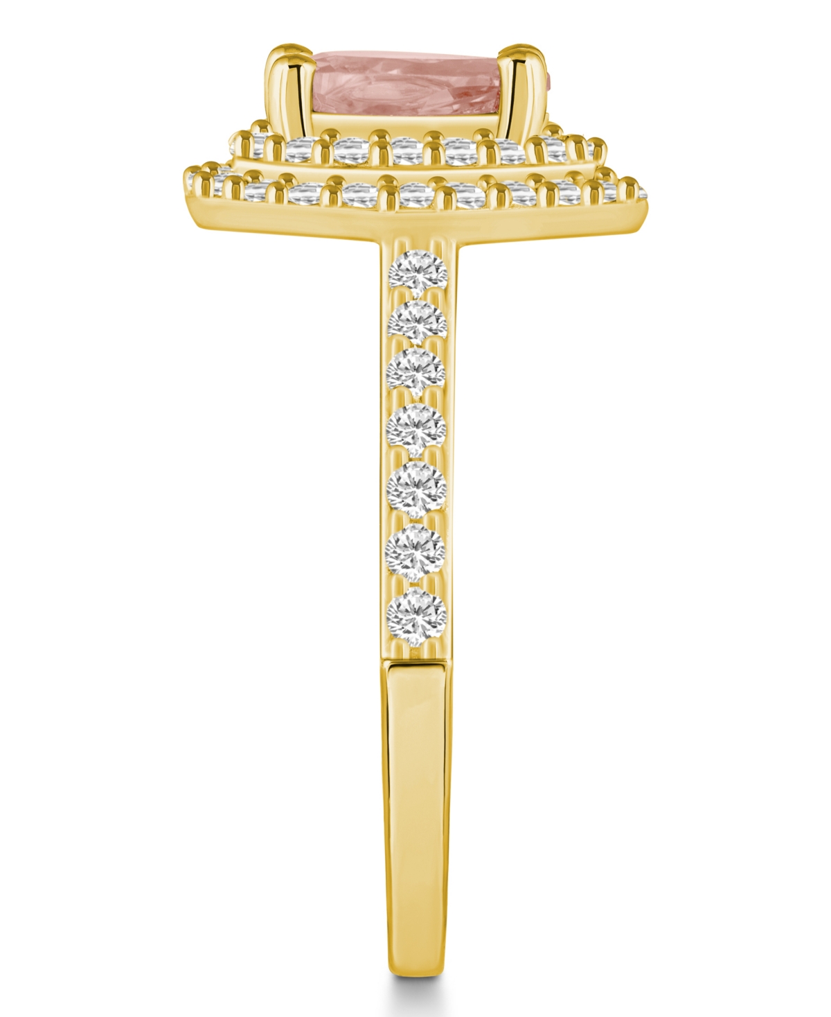 Macy'sand Diamond Accent Halo Ring in 14K Yellow Gold - Morganite