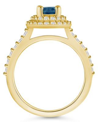 London Blue Topaz and Diamond Halo Ring