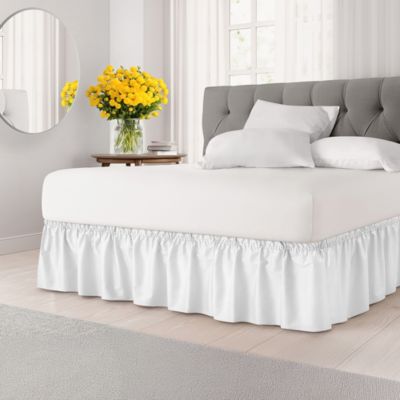 Ruffled Elastic Wrap Around Bedskirt 15 Inch Drop