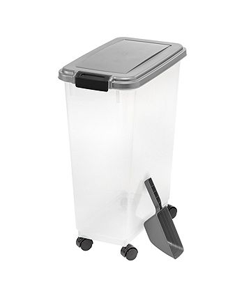 Iris USA 35lbs/47qt Airtight Pet Food Container with Casters and Scoop, Chrome