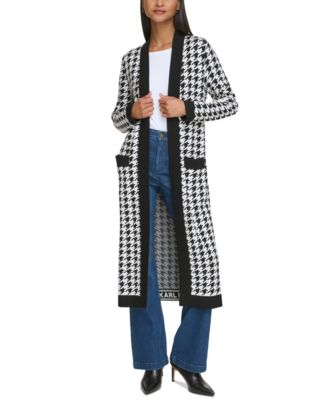 KARL LAGERFELD PARIS - Women's Houndstooth Duster Sweater