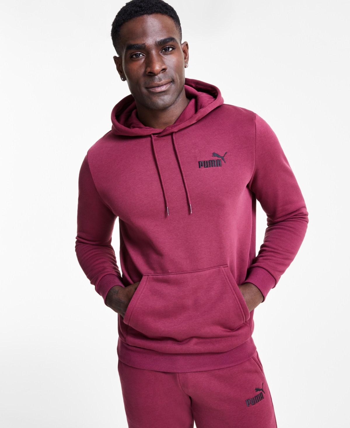 Puma Men's Embroidered Logo Hoodie - Dark Jasper-puma Black