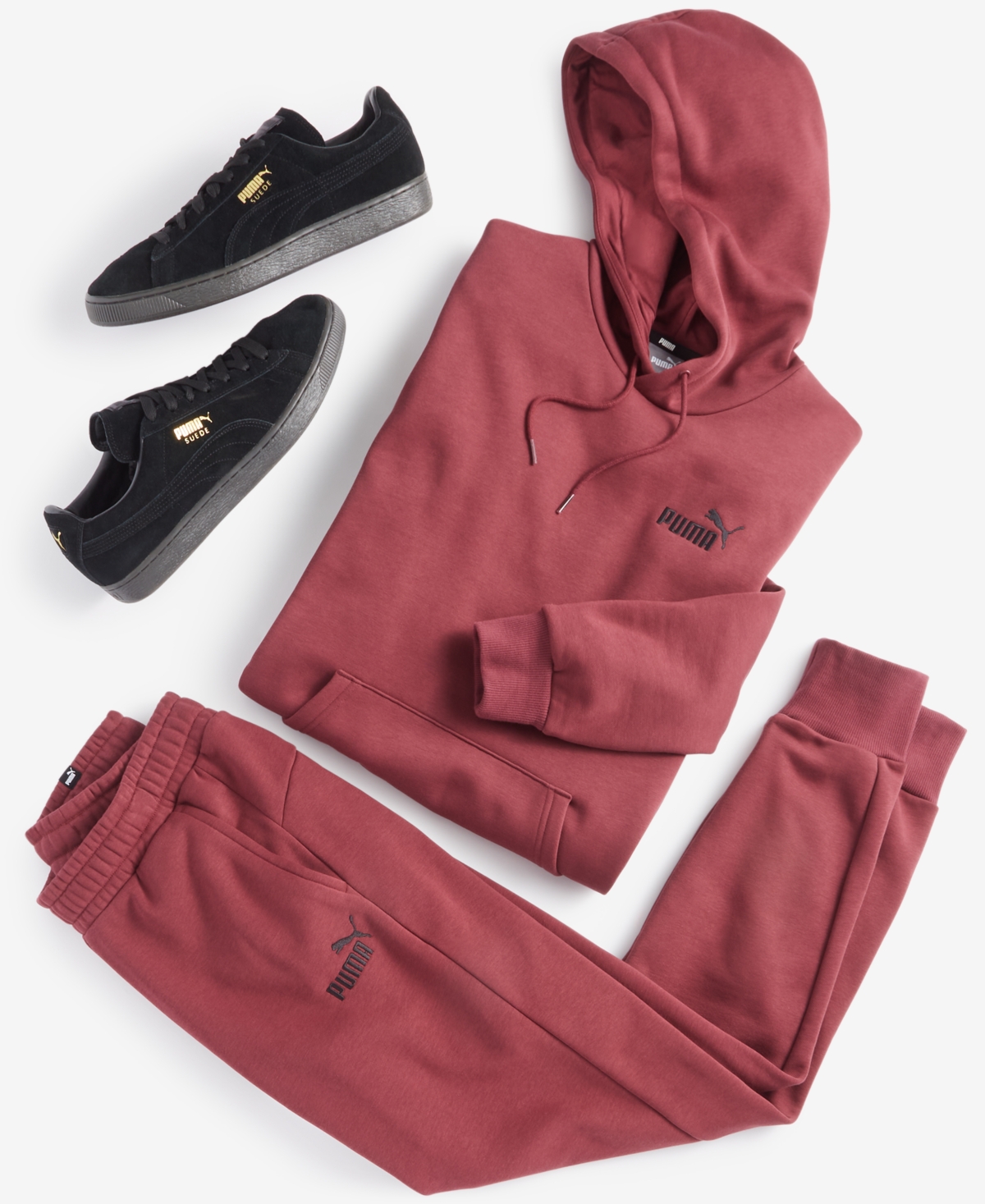 Puma Men's Embroidered Logo Hoodie - Dark Jasper-puma Black