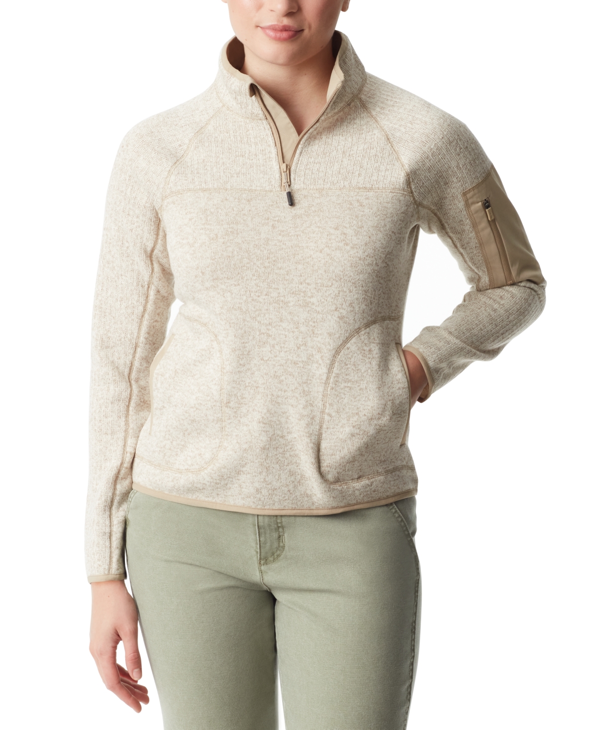 Women's Mixed-Media Pullover Sweater - FORGED IRON