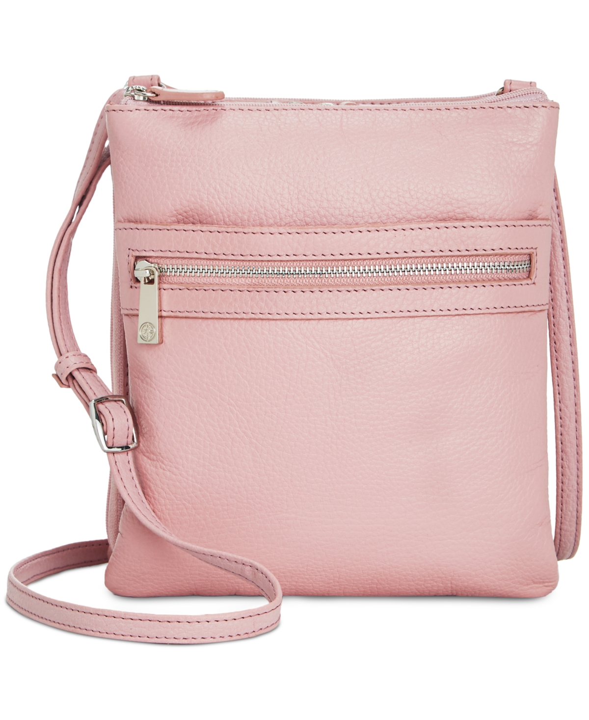 Triple-Zip Pebble Leather Dasher Crossbody, Created for Macy's - Rose