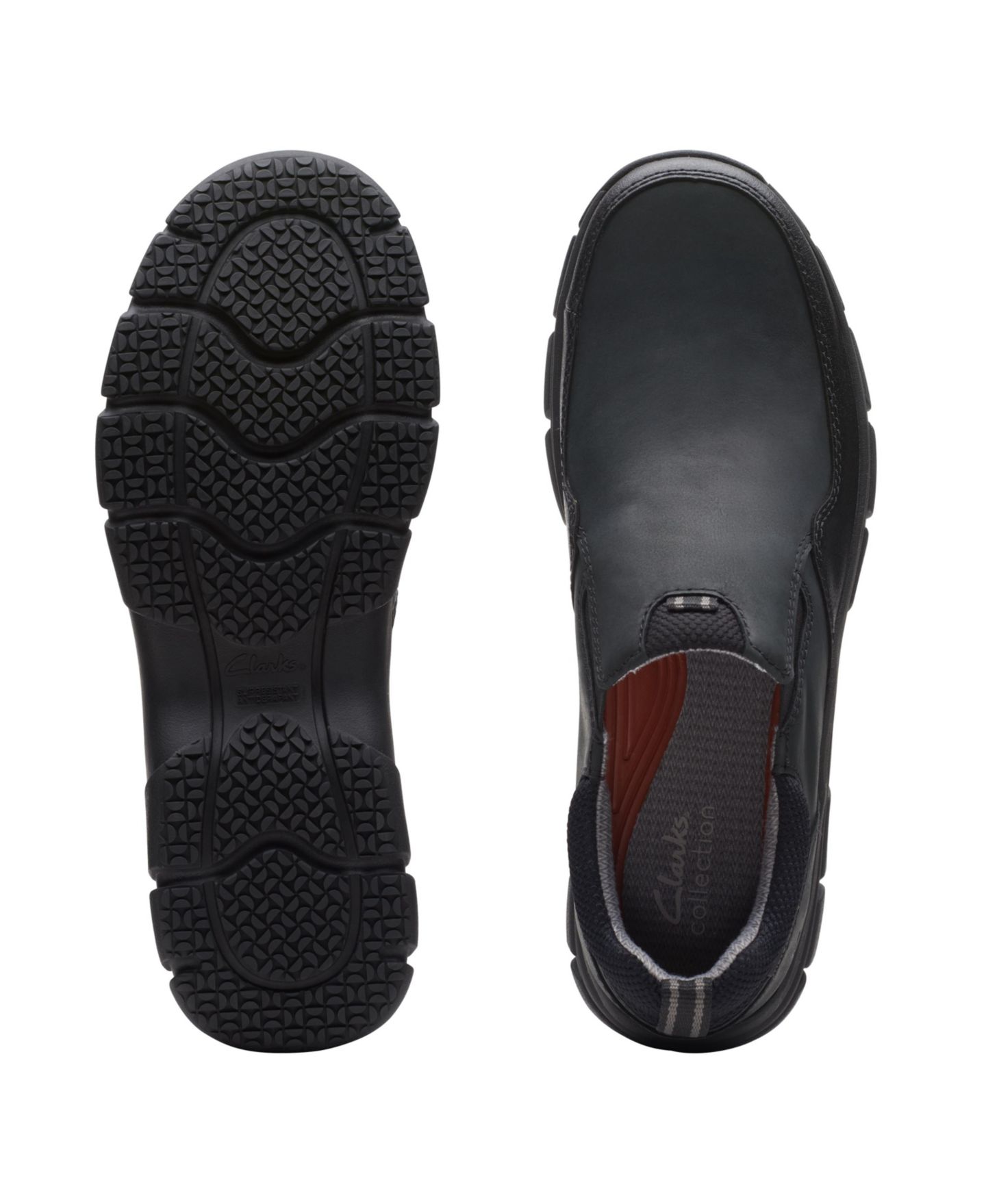 Мужские туфли Clarks Collection Walpath Step Leather Slip On, цвет: Чёрный кожаный — фото 4
