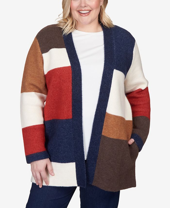 Alfred Dunner Plus Size Autumn Weekend Autumn Colorblock Cardigan ...