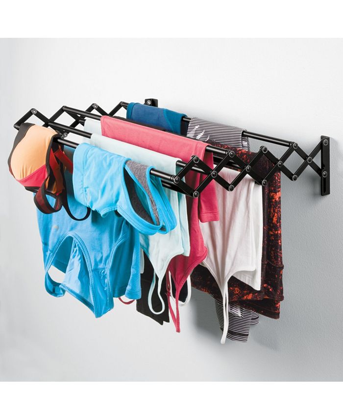 mDesign Steel Wall Mount Accordion Expandable Clothes Air Drying Rack