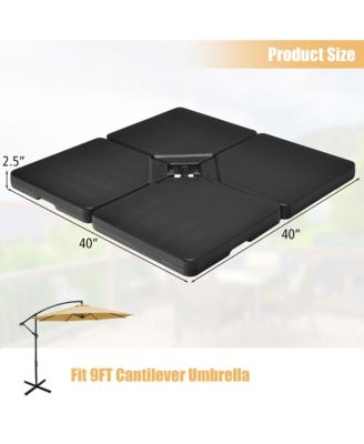 Patio 4pcs 13L Cantilever Offset Umbrella Base Heavy Duty Outdoor Square