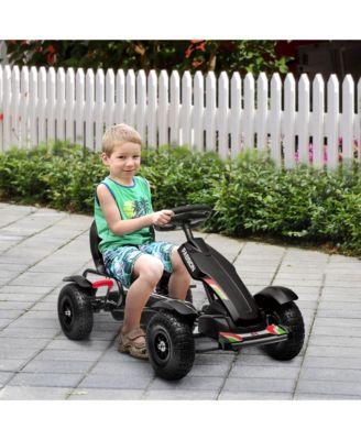 Kids Pedal Go Kart W/ Adjustable Seat, Rubber Wheels,