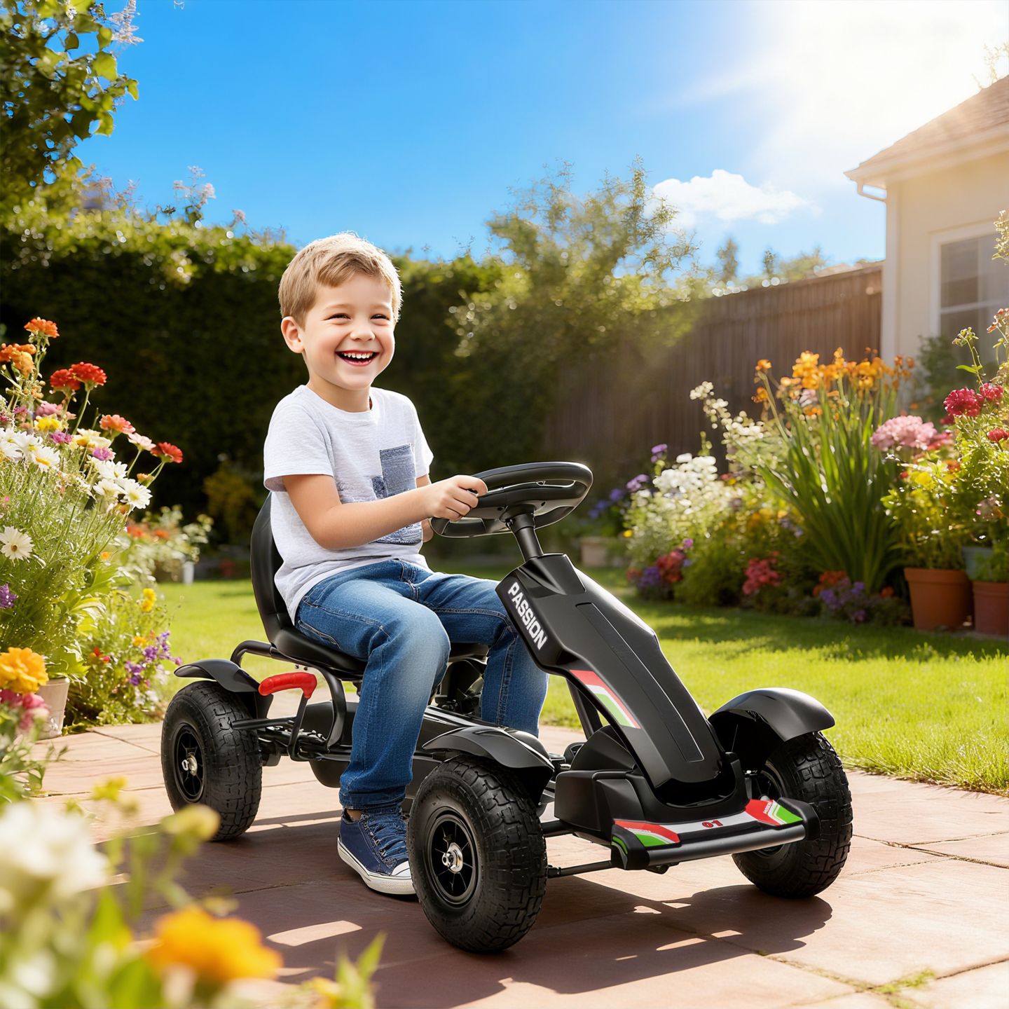 Детская игрушка Aosom Pedal Go Kart with Adjustable Seat and Rubber Wheels, 110 lbs. Capacity, Ages 5-12 — фото 9