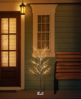 4' Pre-Lit Flocked Artificial Twig Tree
