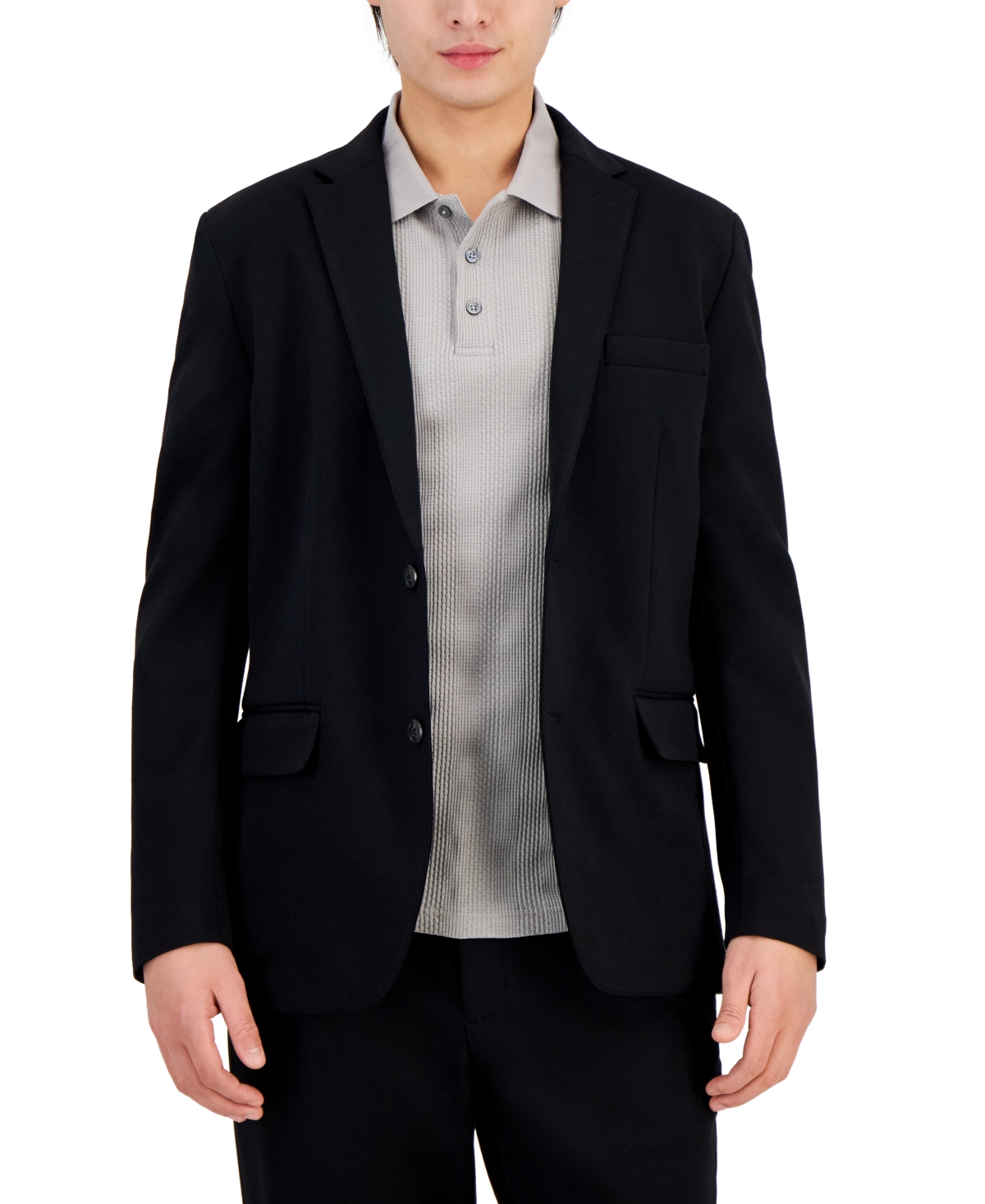 Alfani Men's Modern Knit Suit Jacket, Created For Macy's In Deep Black