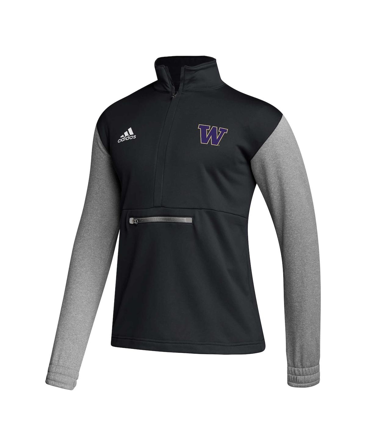 Men's adidasWashington Huskies Team Issue Aeroready Quarter-Zip Jacket - Black