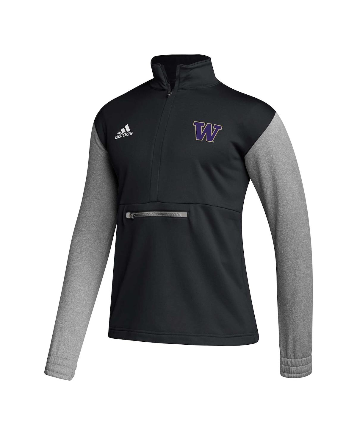 Shop Adidas Originals Men's Adidas Black Washington Huskies Team Issue Aeroready Quarter-zip Jacket