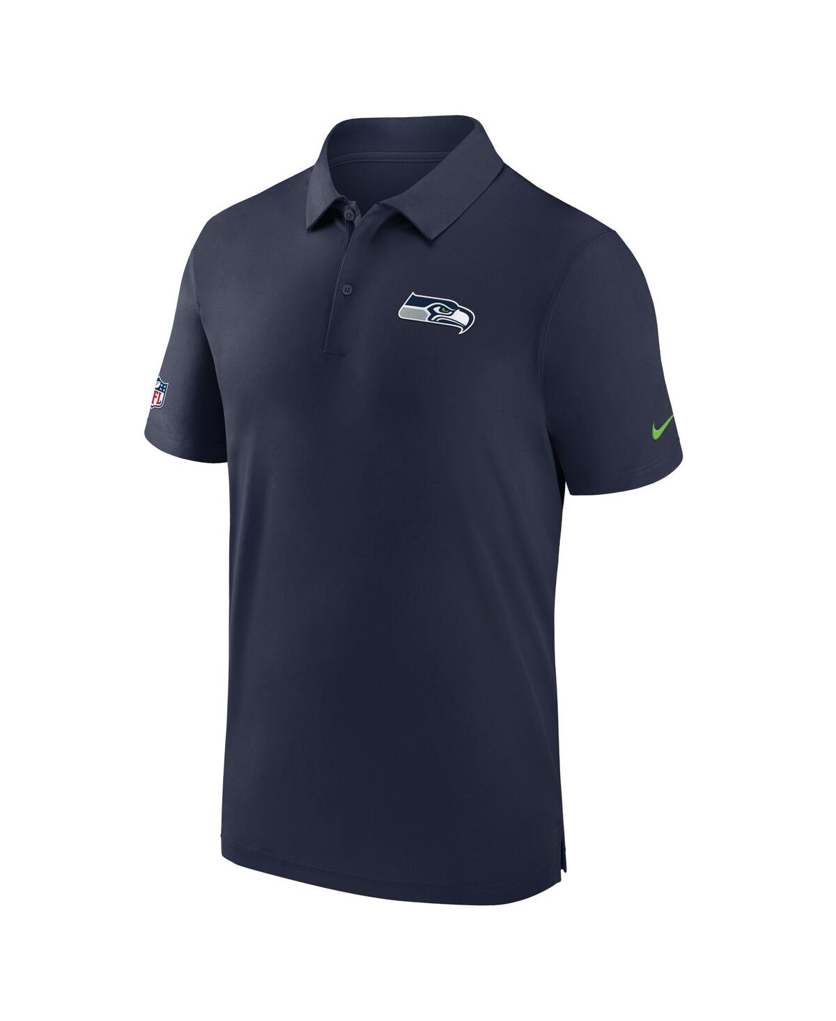 Shop Nike Men's  College Navy Seattle Seahawks Sideline Coaches Performance Polo Shirt