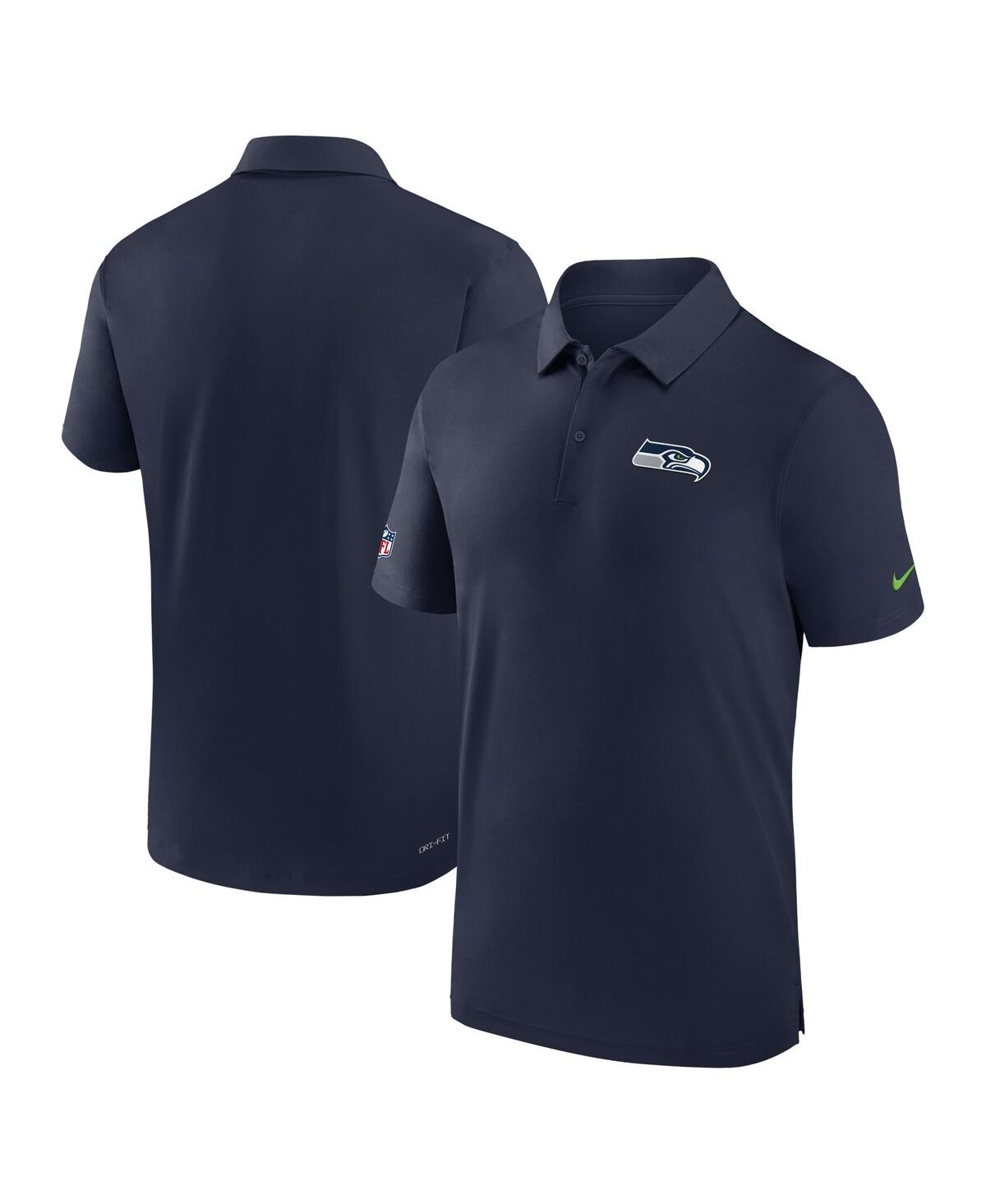 Shop Nike Men's  College Navy Seattle Seahawks Sideline Coaches Performance Polo Shirt
