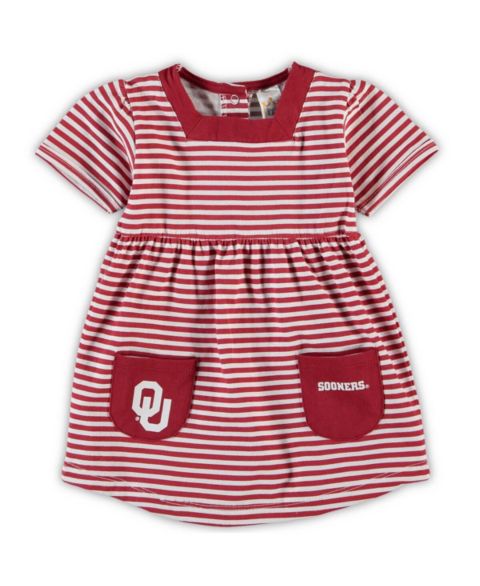 Платье Little King Apparel Crimson Oklahoma Sooners Striped with Pockets для девочек-малышей