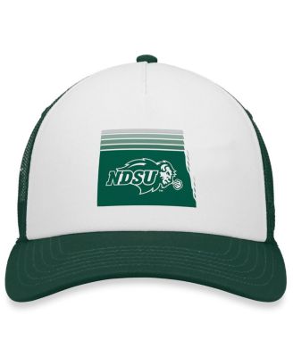 Men's White, Green NDSU Bison Tone Down Trucker Snapback Hat