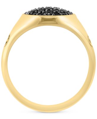 EFFY&reg; Men's Black Spinel Cluster Ring (7/8 ct. t.w.) in 14k Gold-Plated Sterling Silver