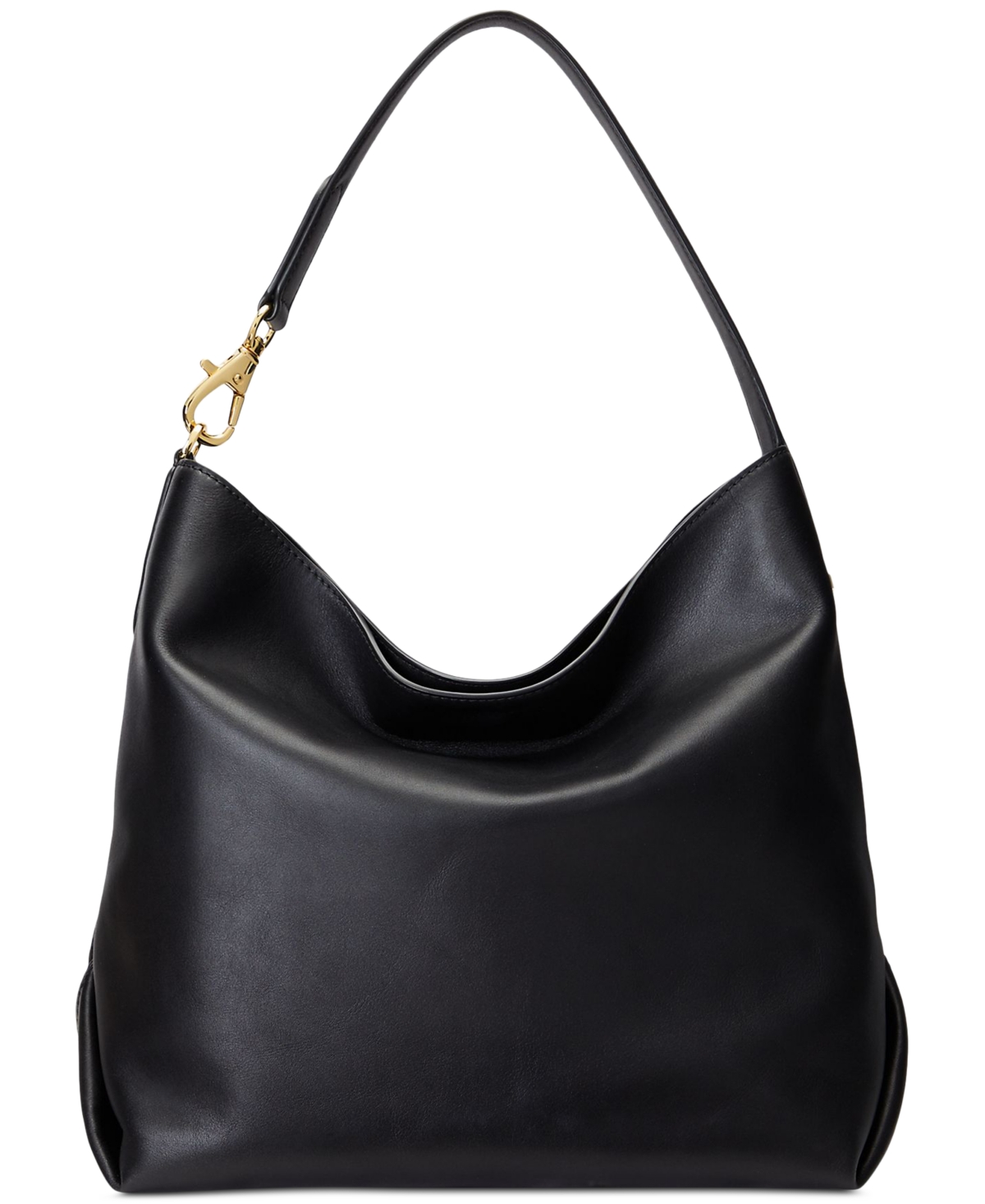 Lauren Ralph Lauren Kassie Large Leather Shoulder Bag In Black
