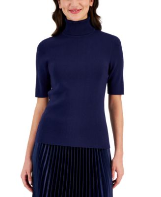 Anne Klein - Women's Turtleneck Half-Sleeve Sweater