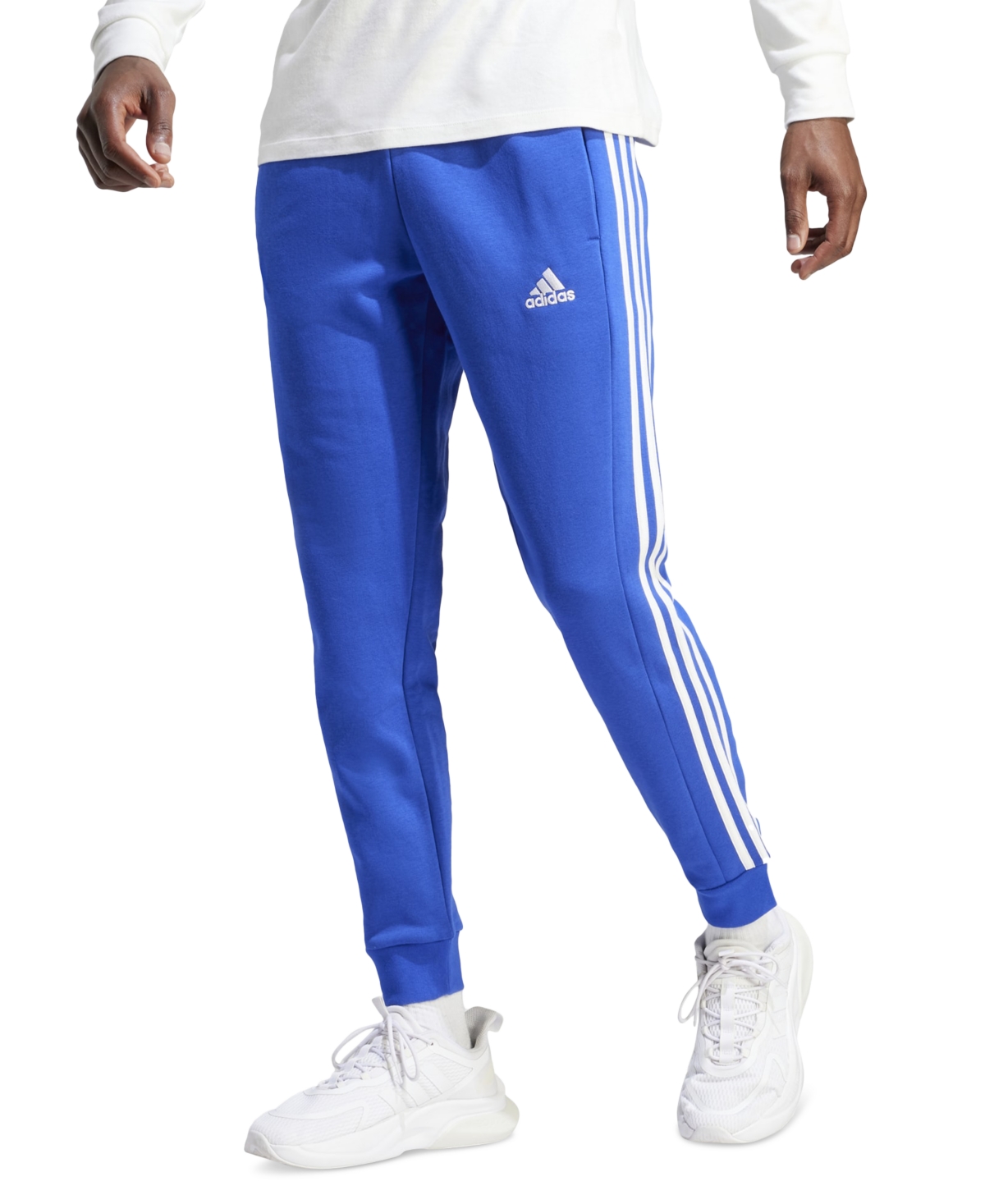 Adidas Originals Adidas Men's Essentials 3-stripes Regular-fit Fleece Joggers, Regular And Big & Tall In Lucid Blue,wht
