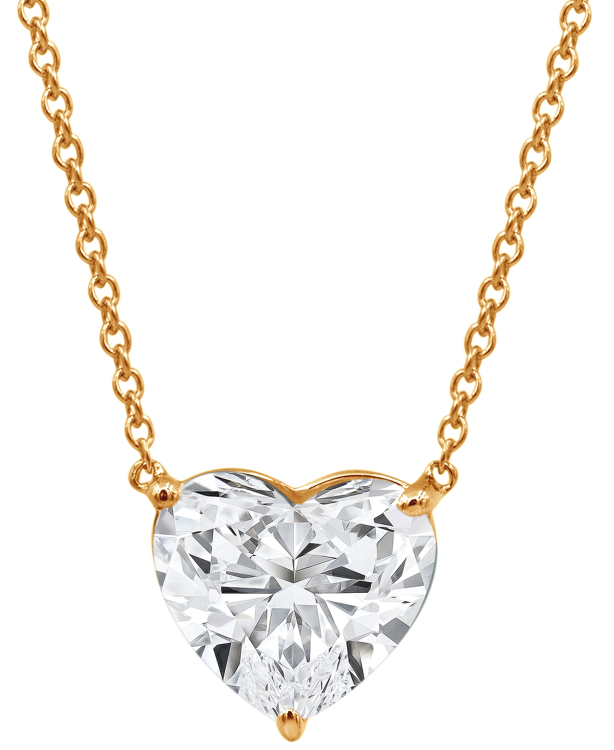 Certified Lab Grown Diamond Heart-Cut Solitaire 18" Pendant Necklace (3 ct. t.w.) in 14k Gold - Rose Gold