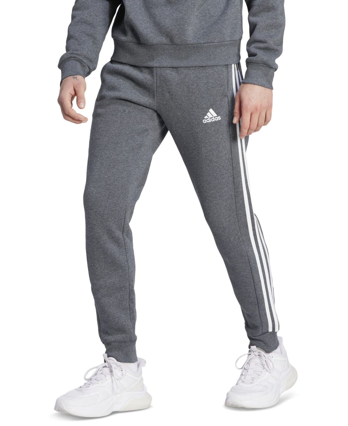 Adidas Originals Adidas Men's Essentials 3-stripes Regular-fit Fleece Joggers, Regular And Big & Tall In Dgh,wht
